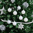 Set of 8 Mixed Glitter White and Silver Baubles - 5cm