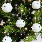 Set of 8 White Hanging Bell Christmas Decorations - 4cm