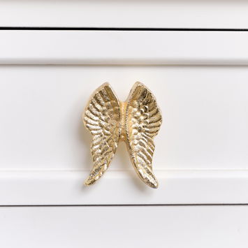 Shiny Gold Angel Wings Drawer Knob