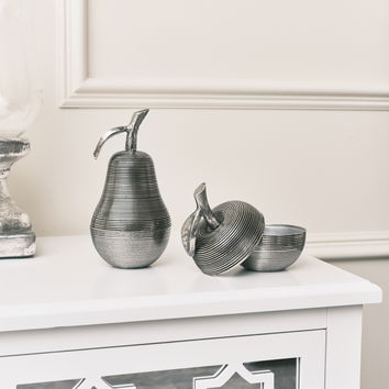 Silver Apple & Pear Storage Ornaments