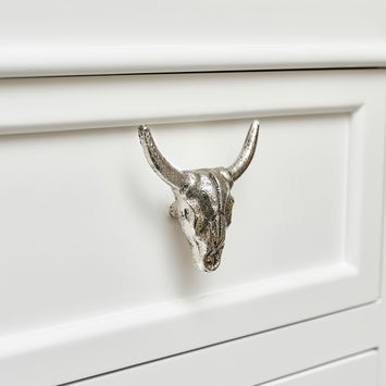 Silver Buffalo Skull Drawer Knob