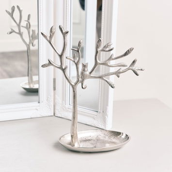 Silver Cat Tree Jewellery Stand