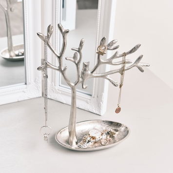 Silver Cat Tree Jewellery Stand