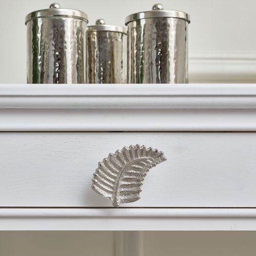 Silver Curved Leaf Drawer Knob