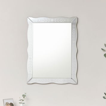 Silver Etched Wall Mirror 80cm x 60cm