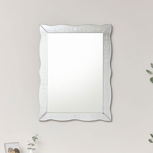 Etched Silver Art Deco Wall Mirror 80cm x 60cm