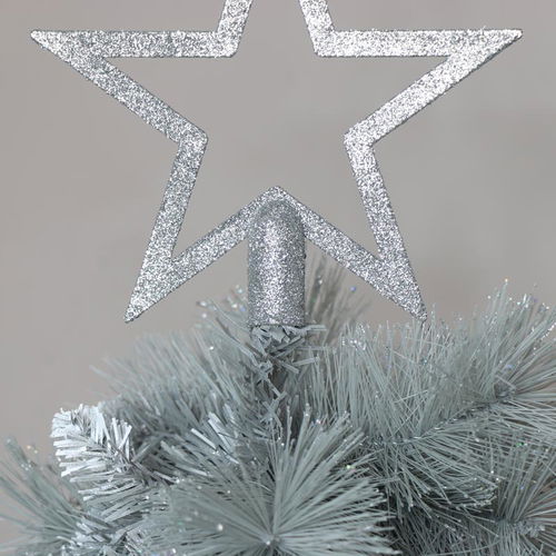 Silver Glitter Christmas Star Tree Topper - 20cm