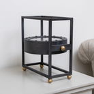 Silver & Gold Metal Square Table Top / Mantel Clock 27cm x 12cm