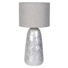Silver & Grey Pearl Table Lamp with Linen Shade