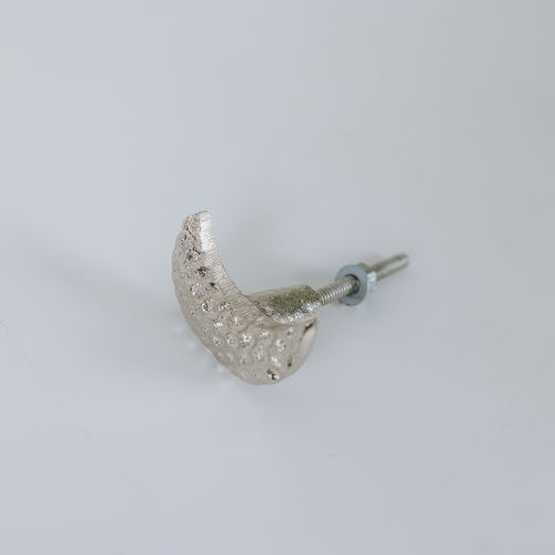 Silver Hammered Crescent Moon Drawer Knob