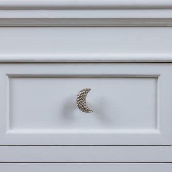 Silver Hammered Crescent Moon Drawer Knob