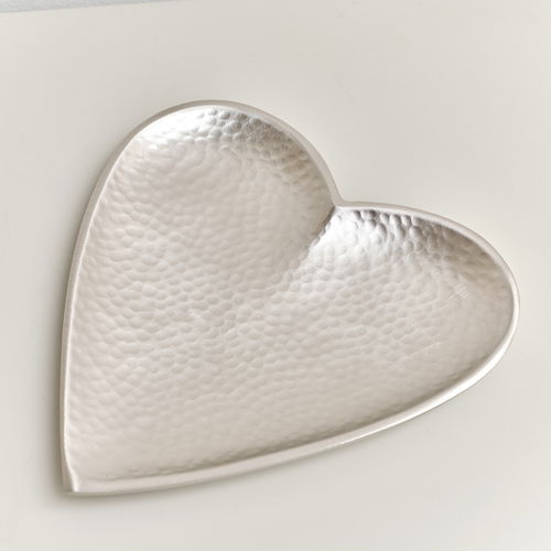 Silver Hammered Love Heart Trinket Tray