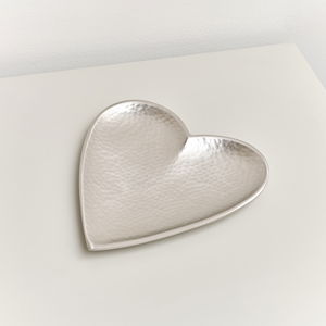 Silver Hammered Love Heart Trinket Tray