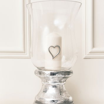 Silver Heart Candle Pin