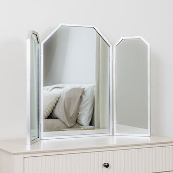 Silver Hexagon Triple Dressing Table Mirror 82cm x 59cm