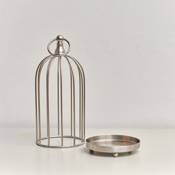 Silver Metal Birdcage Candle Holder - 24cm