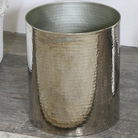 Silver Metal Hammered Waste Bin