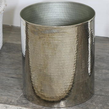 Silver Metal Hammered Waste Bin