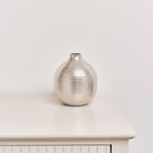 Silver Metal Ribbed Swirl Vase - 17cm