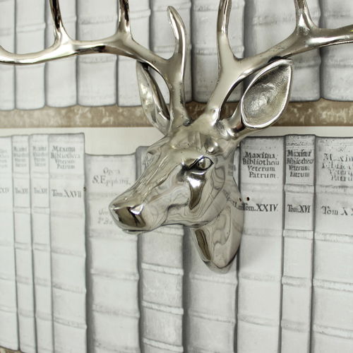 Silver Metal Stags Head 38cm x 25cm