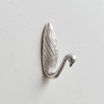 Silver Metal Swan Wall Hook