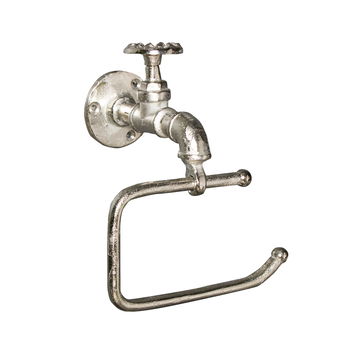 Silver Metal Tap Toilet Roll Holder - 19cm x 21cm