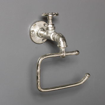 Silver Metal Tap Toilet Roll Holder - 19cm x 21cm