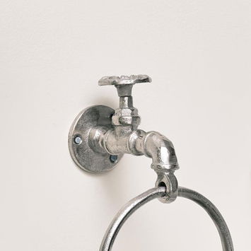 Silver Metal Tap Towel Holder