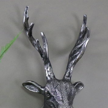 Replica Silver Metal Wall Mounted Stag Head