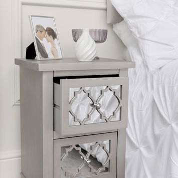 Silver Mirrored Bedside Table - Sabrina Silver Range