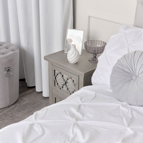 Silver Mirrored Lattice Bedside Table - Sabrina Silver Range