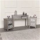 Silver Mirrored Console Table / Dressing Table & Pair of Silver Mirrored Bedside Tables - Sabrina Silver Range
