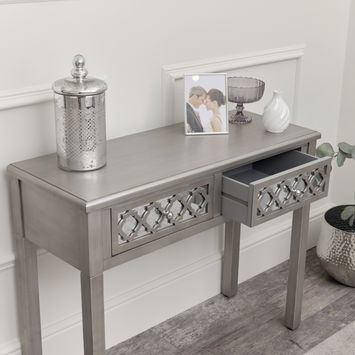 Silver Mirrored Console Table / Dressing Table - Sabrina Silver Range