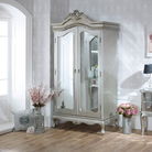 Silver Mirrored Double Wardrobe, Chest of Drawers and Pair of Bedside Tables - Tiffany Range