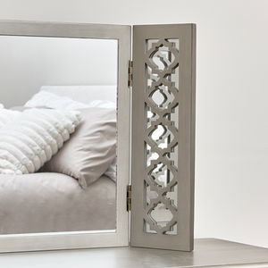 Silver Mirrored Lattice Triple Mirror - Sabrina Silver Range