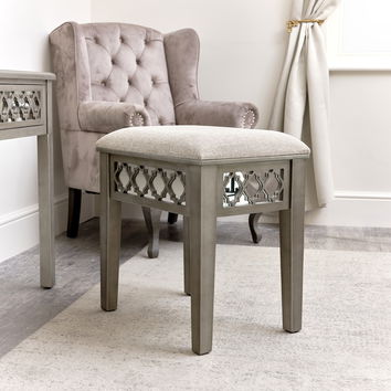 Silver Mirrored Stool - Sabrina Silver Range