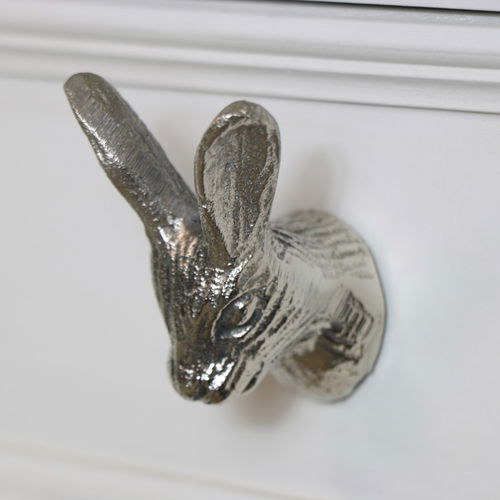 Silver Rabbit Head Drawer Knob