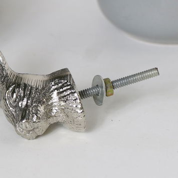 Silver Rabbit Head Drawer Knob