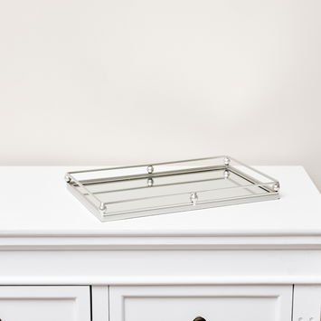 Silver Rectangle Mirrored Display Tray