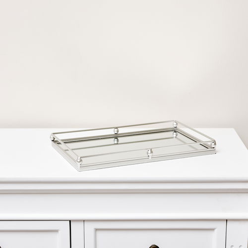 Silver Rectangle Mirrored Display Tray