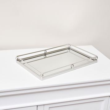 Silver Rectangle Mirrored Display Tray