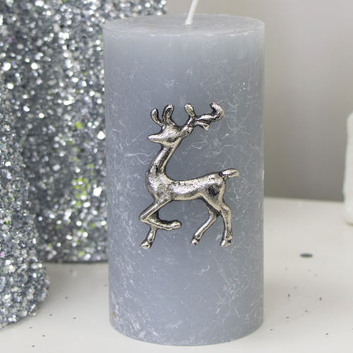 Silver Reindeer Candle Pin