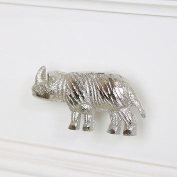 Silver Rhino Drawer Knob