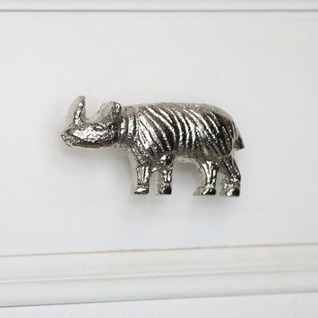 Silver Rhino Drawer Knob