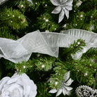 Silver Sparkle Ruffle Christmas Tree Ribbon - 270cm