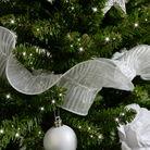 Silver Sparkle Ruffle Christmas Tree Ribbon - 270cm