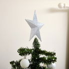 Silver Sparkly Glitter Star Shaped Christmas Tree Topper