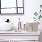 Silver Textured Metal Soap Dispenser