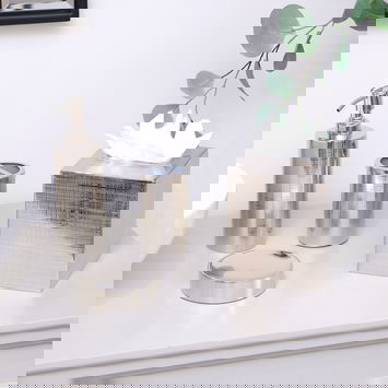 Silver Textured Metal Tissue Box Holder