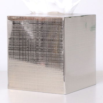 Silver Textured Metal Tissue Box Holder